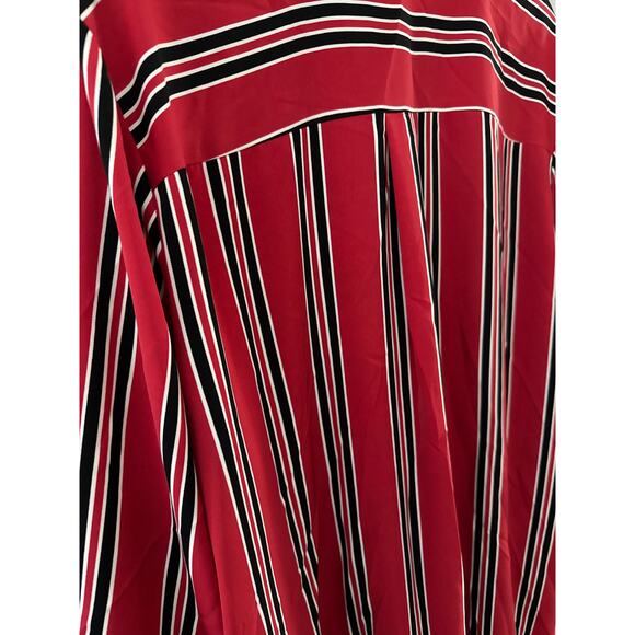 Eloquii Plus Striped Long Tie Cuff Sleeve Stripe Dress Red Black Size 22 - Picture 9 of 9